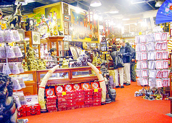 Tourists shopping at a souvenir shop